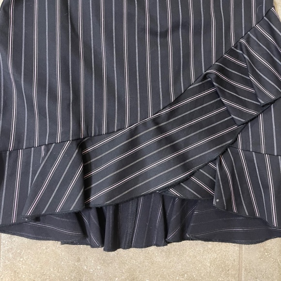 Bebe Black White Pink Pinstripe Asymmetric Mini Skirt - Picture 3 of 6